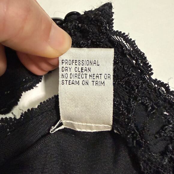 VTG Cache Y2K Babydoll Halter Top M Black Sheer Mesh Beaded Lace Whimsigoth Vamp - Picture 13 of 13